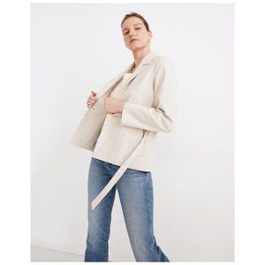 Cotton-linen belted blazer